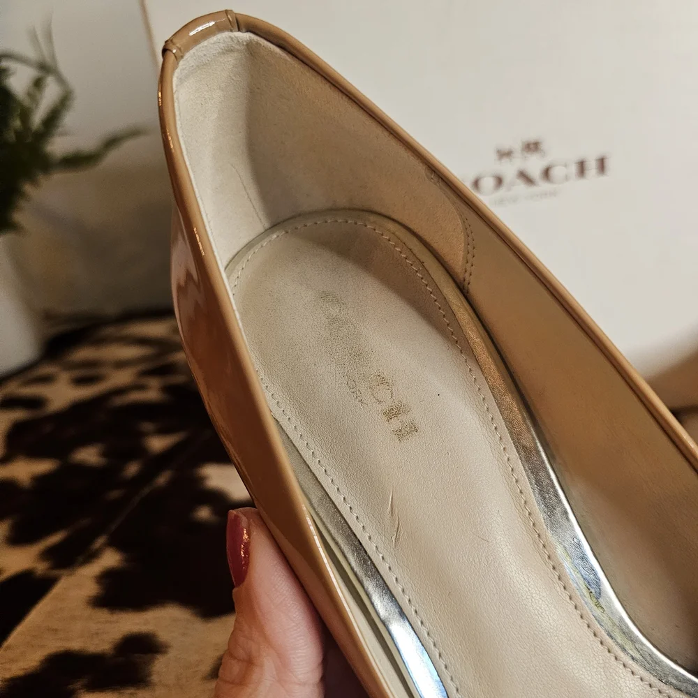 Coach Women's Tan Patent Leather Pumps - Picture 3 of 8